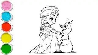 How to Color Elsa ❄️ with Snowman ⛄ | Easy Frozen Coloring Page for Kids!