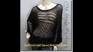 Crochet Knit Eyelet Sequined Beaded Boxy Sweater Top Black #fashion #cmstylefashion