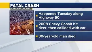 Deer causes fatal crash in Yankton County