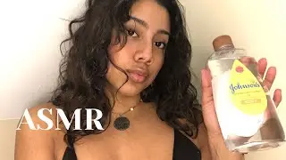 ASMR face massage with oil ( finger flutters and hand visuals) 🦋
