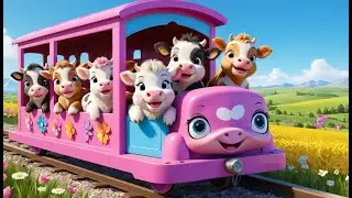 Mini Cows on the Smiling Train | 3D Animated Nursery Rhyme for Kids
