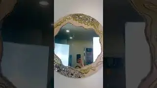 Luxury Pink Coral Resin Art Wall Mirror Crystal Wall Accent Decorative Abstract Unique Vanity Mirror