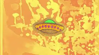Silly UFO Screensaver Orange Cute Alien 3 Hours No Audio