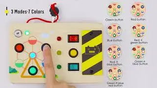 Busy Board LED, Wooden Sensory Activity Board Traffic Light Toy Travel Game for Kids 2 3 4 Years