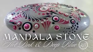 Pearl Hot Pink & Pearlized Deep Blue Oval Mandala Stone