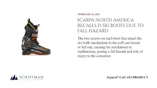SCARPA North America Recalls F1 Ski Boots Due to Fall Hazard