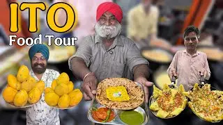Street Food of ITO | Healthy Pizza , Moong Dal , Parnatha , Sounth Indian Food , Mango shake
