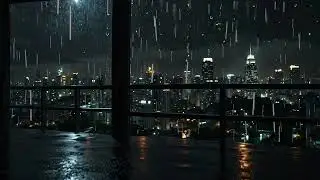 Heavy Rain at Night from a High Apartment  City Lights, Deep Relaxation & Sleep Sounds