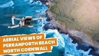 Perranporth Beach Aerial Drone Views - Cornwall Summer Evening - Waves, Caves & Cliffs!