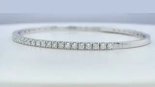 0.96 Carat Diamond Tennis Bangle in 18K White Gold - Orogem Jewelers
