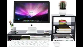 Wood Computer Monitor Stand Riser with Storage Organizer Black 3 Tier Desk Shelf Desktop Review