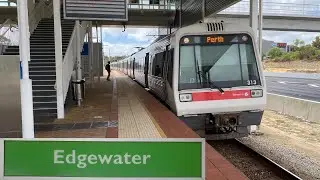 Trains at Edgewater Station