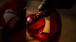 Cutting a Crystal Glass Apple in Slow Motion | Mesmerizing Macro Art #shorts #youtubeshorts #asmr