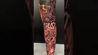 Bold Black & Grey Leg Sleeve Tattoo Design | ALL DAY Tattoo Bangkok