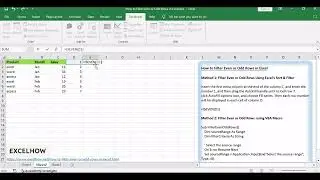 How to Filter Even or Odd Rows in Excel