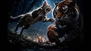 Cat fight with tiger