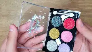 mixing destroying glitter eye shadow in slime.how to make glitter slime.ASMR.Limo,окраска слизи,