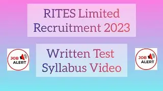 Job Alert | RITES Limited 2023 | Junior Assistant Written Test Syllabus