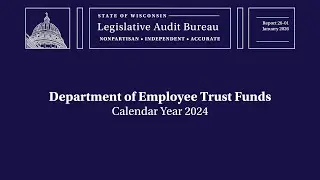 Report 26-01 Department of Employee Trust Funds