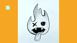How to Draw a Flame Face Easy \ Fire Drawing Tutorial \ Easy Drawings for Beginners \ @aliartpro
