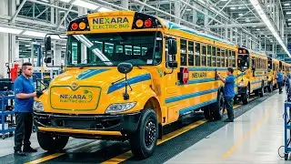How Yellow NEXARA Electric School Buses Are Built in the USA  Inside the Blue Bird Factory