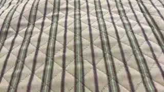 Tan, Green, and Red Stripes with Quilted Diamonds Upholstery Fabric | 54