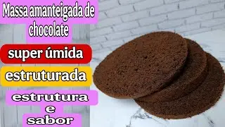 Massa amanteigada de chocolate em uma fôrma de 20x10/super úmida e estruturada 