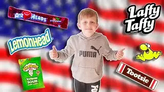 BRITISH KID TRIES AMERICAN CANDY! | USA Candy Taste Test