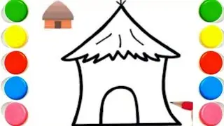 How To Draw cute House Drawing, Painting & Coloring For Kids and Toddlers_ Child Art #easydrawing