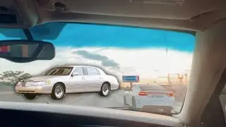 pulling up on the scat pack in the town car