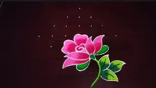 Small rose rangoli 7&times;1dots🌷rose rangoli designs🌷daily use muggulu🌷simple rangoli kolam🌷kolam designs