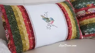 Pillow with embroidery. Slightly different stripes. #lizadecor