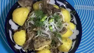 dad prepares the Uzbek dish 