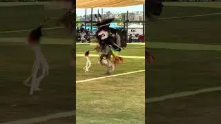 Tank Young Dancing fancy bustle at 2025 Table Mountain Pow wow
