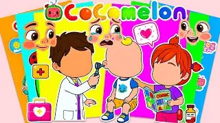 【Paper DIY】Decorate Sticker Book Cocomelon with Doctor Cody Checking JJ & Yoyo Reads To Comfort Him!