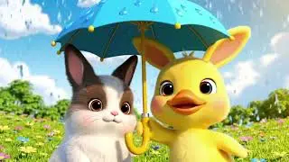 Rain Rain Go Away | Cute Duck & Bunny Song | Kids Animation