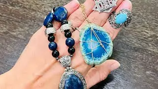 Lapis, vintage silver and more! Goodwill bluebox mystery jewelry unboxing!