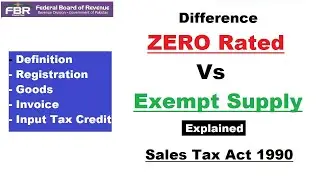 Difference between Zero Rated Vs Exempt Supplies | FBR | Exempt Supply | Zero Rated Supply