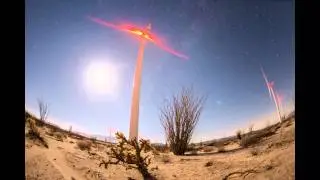 Nighttime Time Lapse at Ocotillo Express Wind Energy Project. With the moon and very faint Milky Way