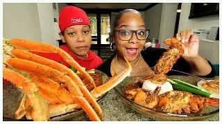 GIANT SNOW CRAB, BBQ LOBSTER SEAFOOD BOIL MUKBANG WITH MY WIFE!