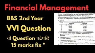 15 Mark Fix Question Financial Management | BBS 2nd Year | Capital Budgeting | PBP | NPV | IRR 