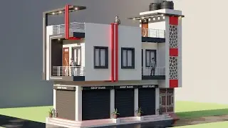 12X34 Corner Shop With House Design,Niche Dukan Upar Makan ka naksha