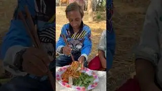 Super Hot Spicy Papaya Salad eating by #villagee |#viralvideo #satisfying #fypシ゚