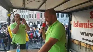 Dresden 25.6.2018 AFD Pegida schreit 