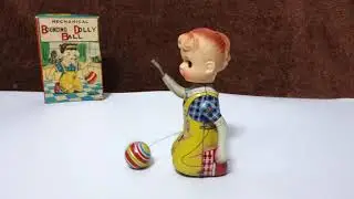 60s TPS Bouncing Ball Dolly Vintage Tin Wind up Toy
