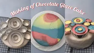 Making of chocolate mirror glaze cake - tiktok viral - pull me up cake