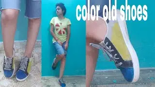 Color old boring shoes || Reuse old shoes || Wax crayon on shoes
