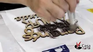 Placa de MDF Decorada com T&eacute;cnica de Pintura e Decoupage por Marcco Venturelli - Casa da Arte
