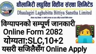 Dhaulagiri Laghubitta Bittiya Sanstha Vacancy 2082|Laghubitta Vacancy 2082|Job Vacancy 2082