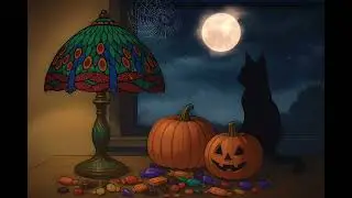 🕯️ 25-Minute Halloween Lo-Fi Loop | Cozy Night with Pumpkins, Candy & a Black Cat 🎃